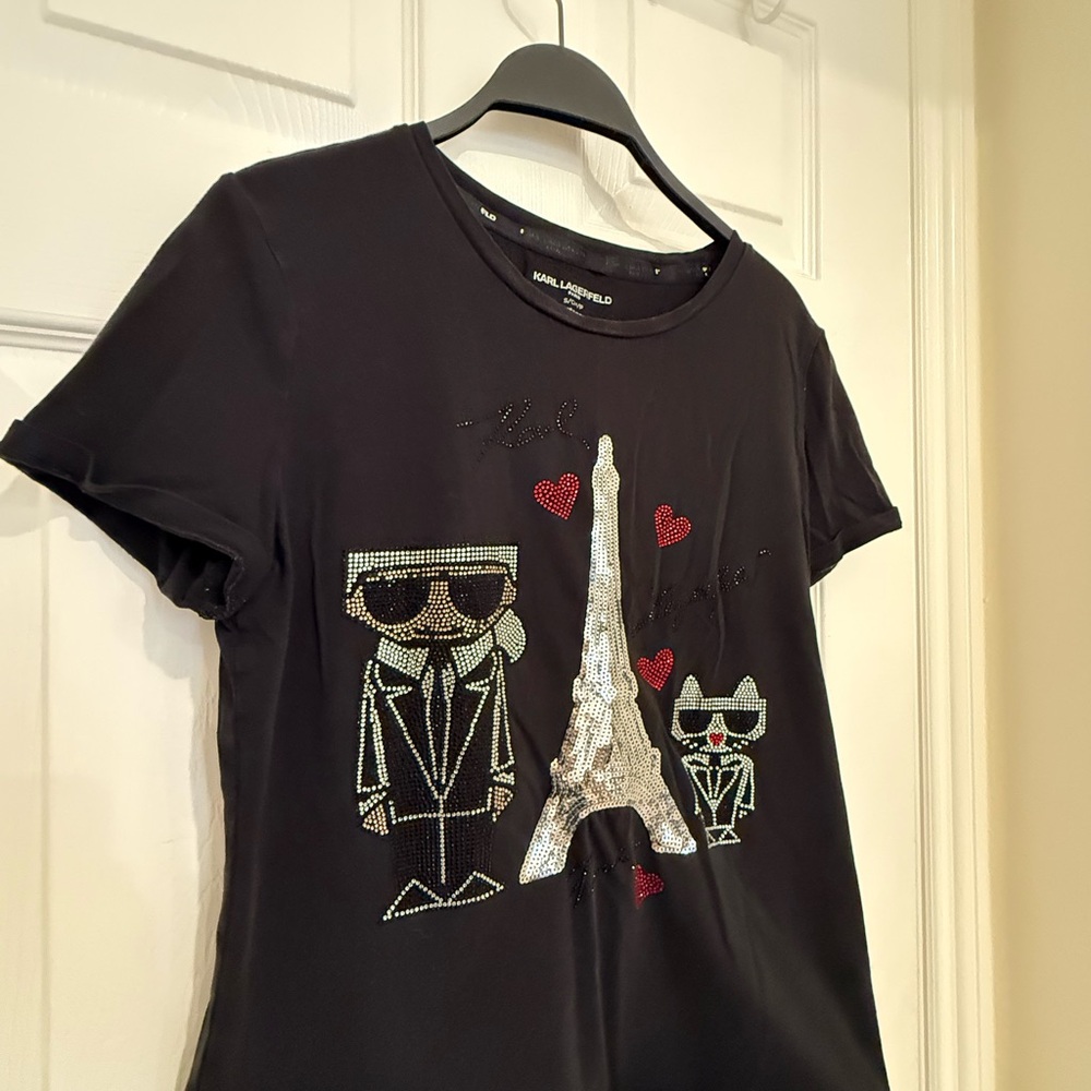 Karl’s Lagerfeld Black Graphic women’s T-Shirt - Picture 3 of 4